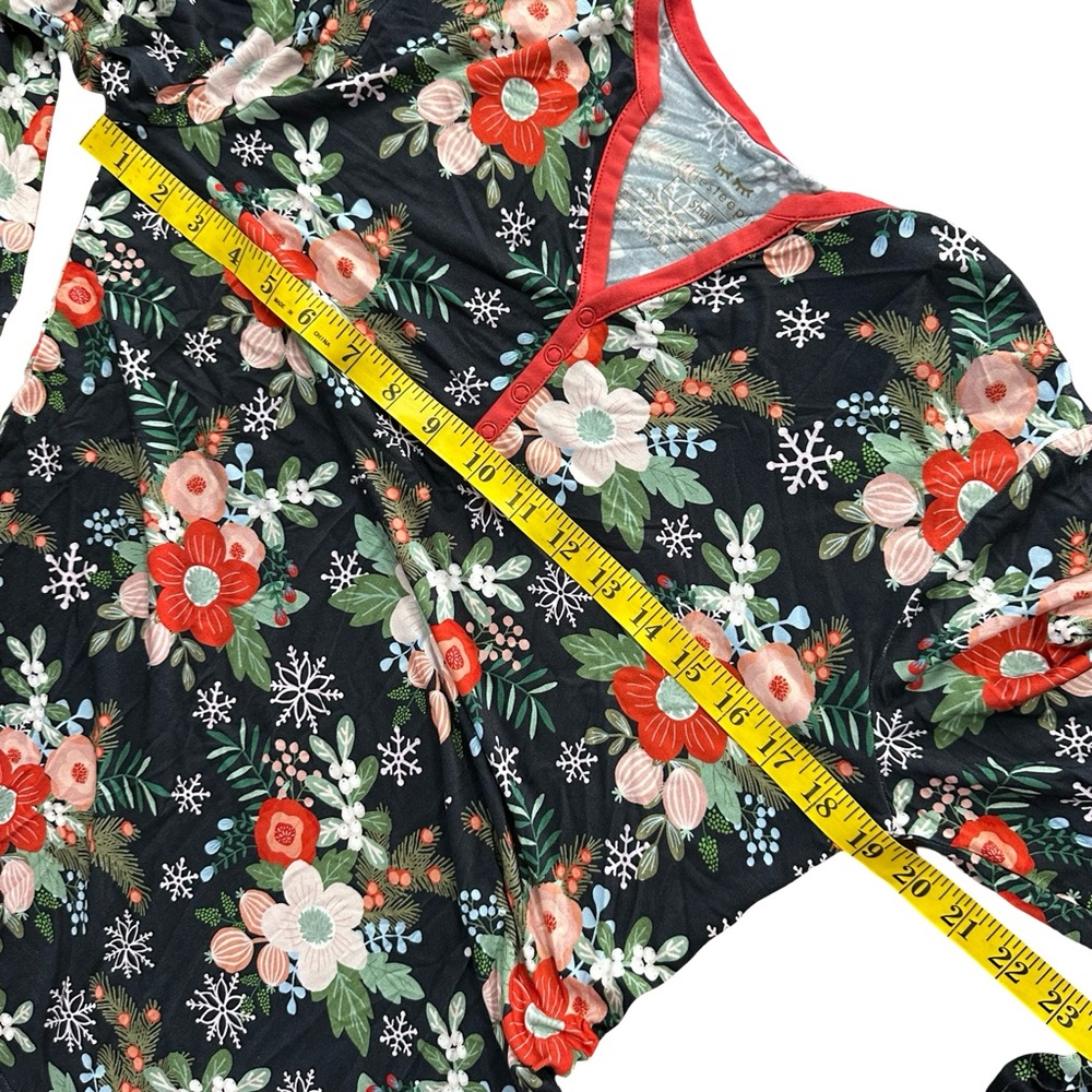 NEW Little Sleepies Poinsettia Floral Bamboo Pajama Top Small Long Sleeve - Picture 9 of 10
